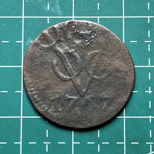 1767 Dutch Netherlands VOC 1 Duit Utrecht Error double struck