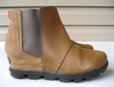Sorel Joan of Arctic Boot Youth Girl Size 5 Brown Leather Wedge Chelsea Bootie