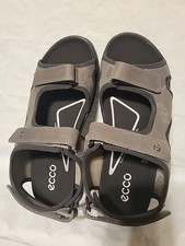 ECCO Mens Onroads Sports Sandals Walking Leather GreyBlack Sz 12-12.5M NIB