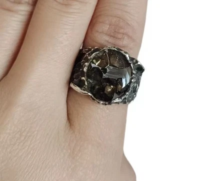 Seymchan Pallasit Ring | S925 Silber | Meteorit | Neu Größenverstellbar - Bild 1 von 4