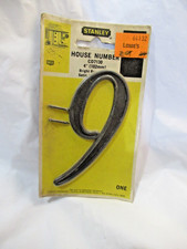 VINTAGE SATINÉ LAITON NOIR 4" STANLEY HOUSE NUMÉRO #9 COMME NEUF