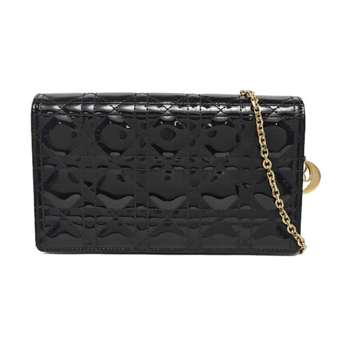【Authentic】 DIOR Lady Dior Black Patent leather Handbags (DDP)