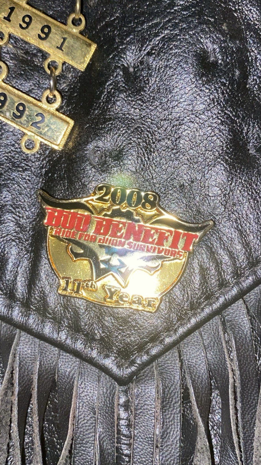 Leather Harley Vest Medium Pouches Pins