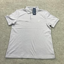 Nautica NAVTECH Polo Shirt Mens Medium Gray Slim Fit Logo Short Sleeve Casual