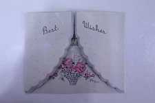  Best Wishes Greeting Card on Satin Finish Stock Tri Fold Unused Vintage