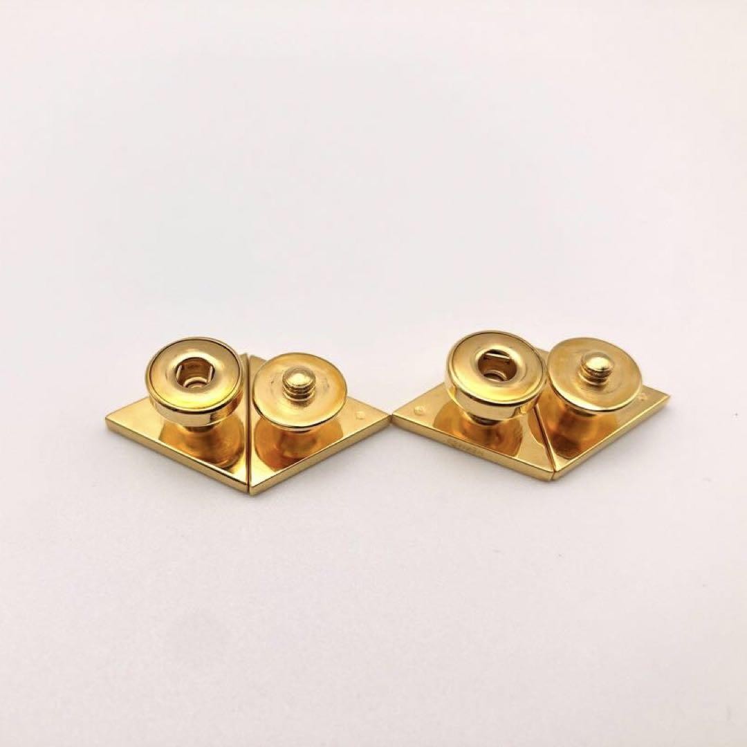 HERMES Cufflinks Triangle Gold Navy color authent… - image 4