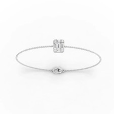 0.44 Ct Baguette Lab Grown Diamond 18k White Gold Cluster Chain Bracelet