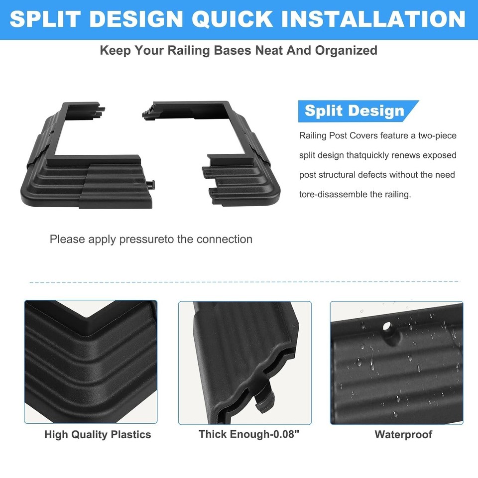 Mordx 6Pc 4x4 Post Base Cover Split Style Plastic Post Skirt Black | eBay