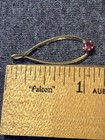 Vintage Open Tear Drop & Pink Stone Gold Pendant — photo 3