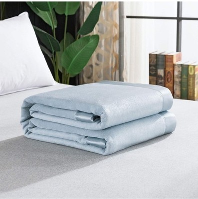 EP Mode Luxury Mulberry Silk Blanket with Silk Charmeuse Border (Baby Blue, Quee