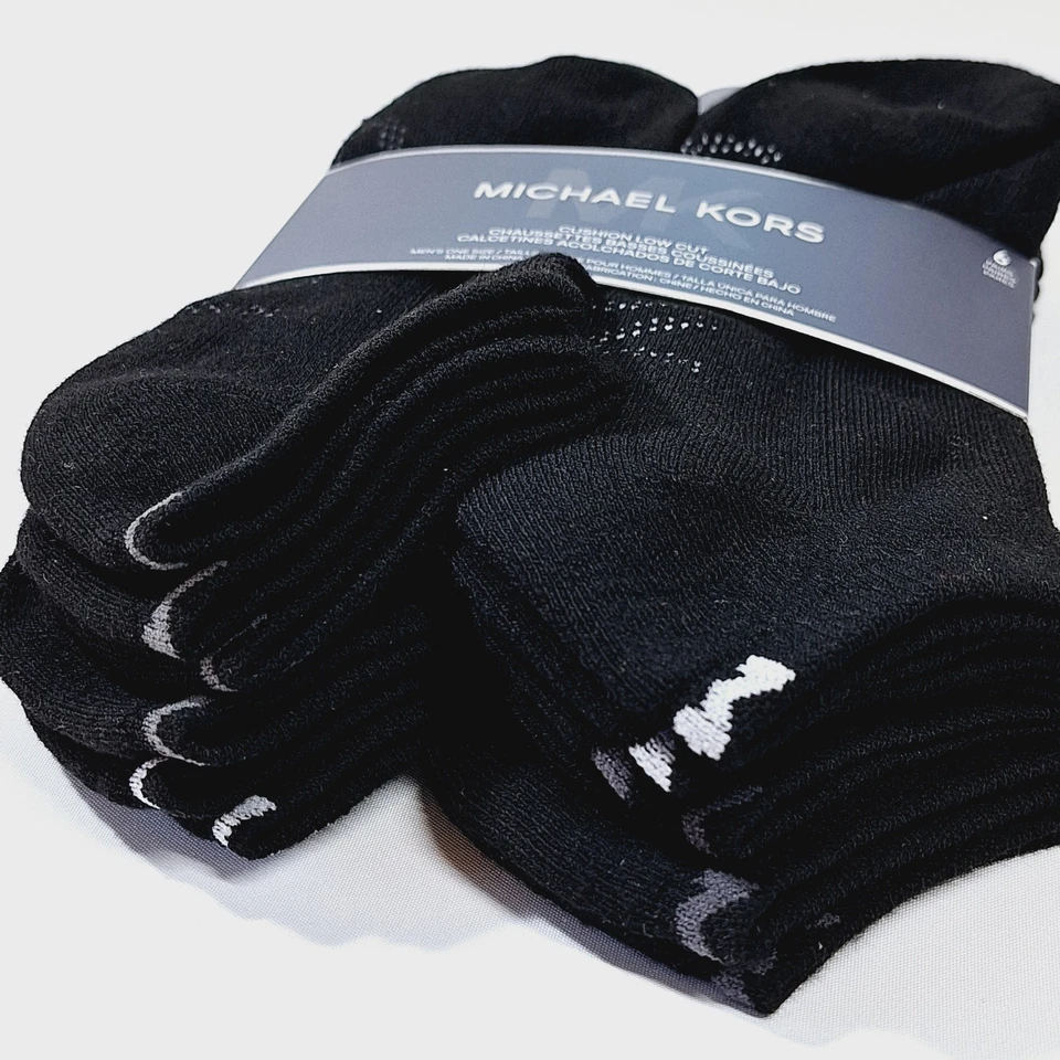 Calcetines Michael Kors Para Hombre Talla 6.5-11 Negros 6 Pares Corte Cuarto Caminar Senderismo Gimnasio Foto 4 de 4