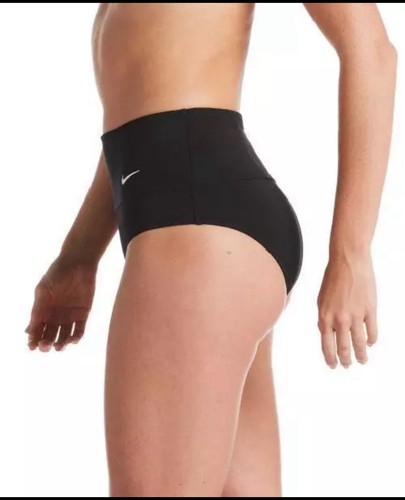Nike Essential High Waist Bikini Swim Bottoms Large Black NESSA215-001 NWT - Picture 3 of 9