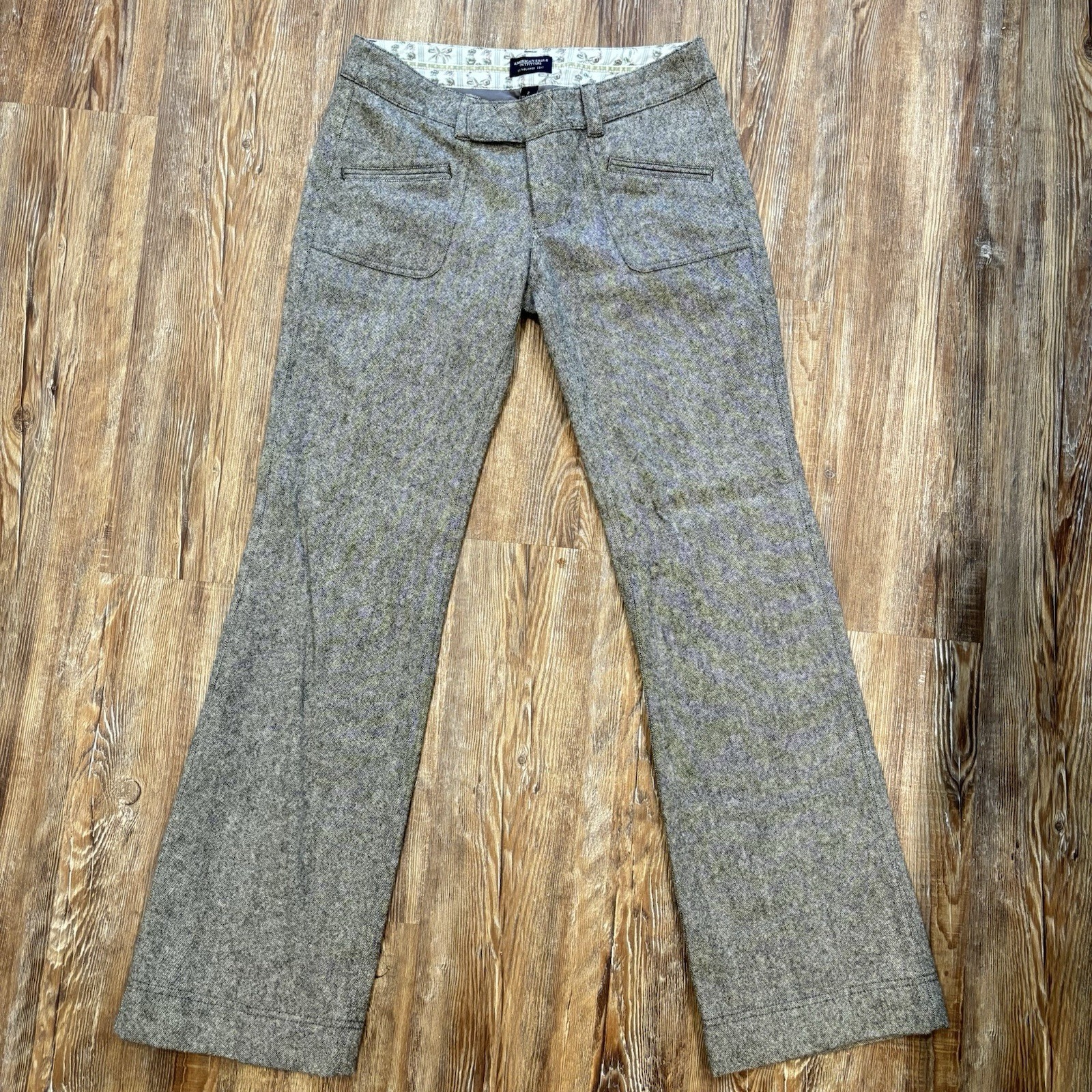 American Eagle Outfitters Woman’s Pants Wool Blend Sz 2 Flared Leg Y2K, Preppy