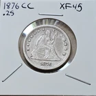 1876 CC Carson City Seated Liberty Quarter +XF