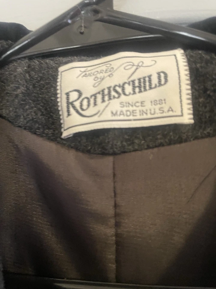 VTG Rothschild Pea Coat 100% Wool Girls Size 10 Gray Velvet Collar Made USA - Image 3 of 4