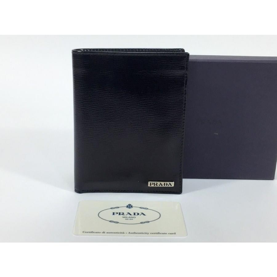 Prada Black Leather Bifold Wallet for Bills and Cards