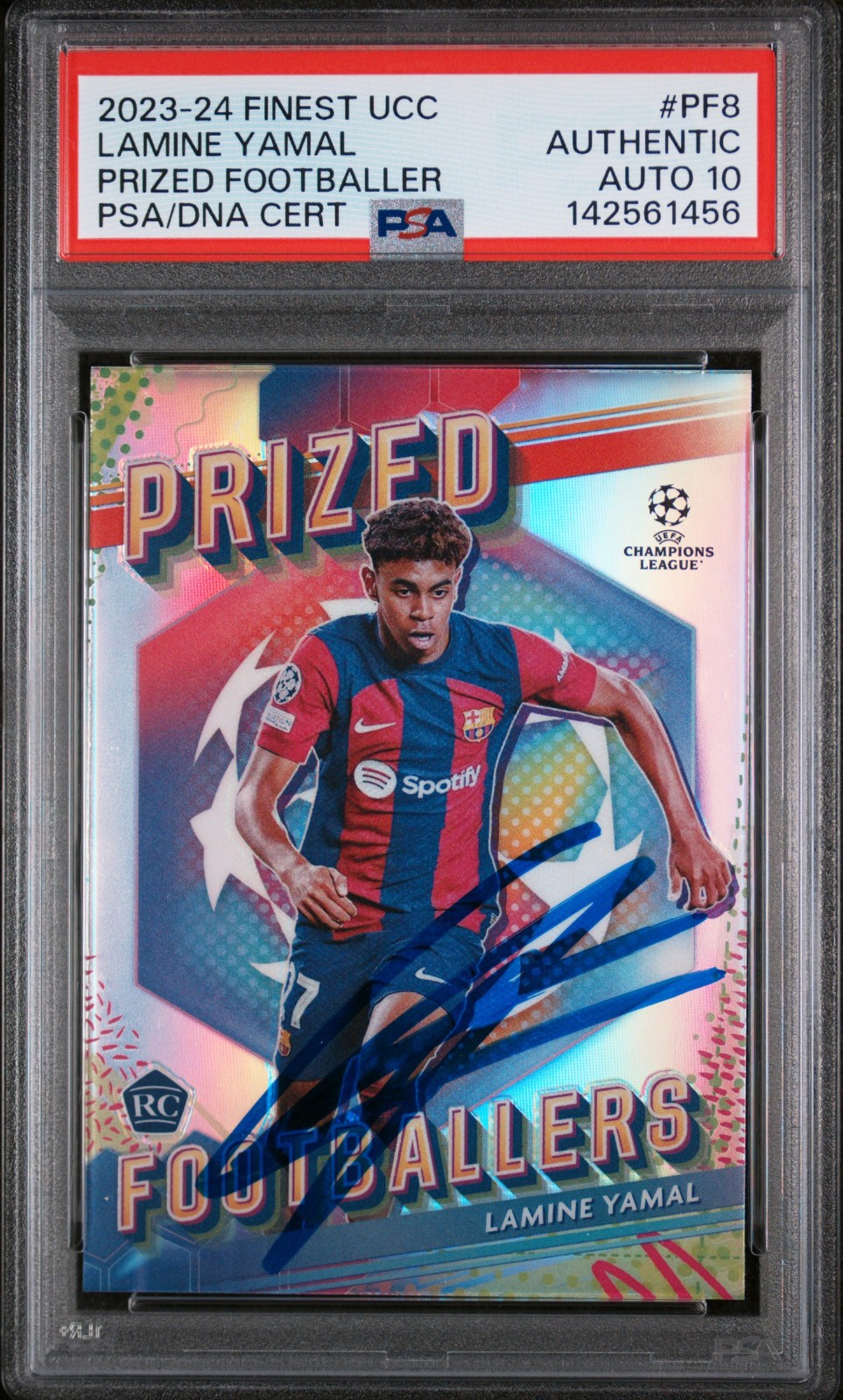 2023-24 Topps Finest UCC #PF8 Lamine Yamal Rookie RC PSA AUTHENTIC AUTO 10 view 3