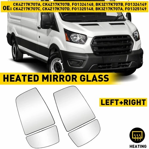 Mirror Glass 4X Heated Driver  Passenger Side For 2015-2022 Ford Transit-150 EOJ