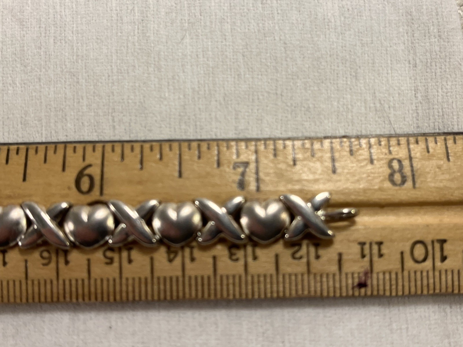 Sterling Silver Bracelet XO Hugs & Kisses 7 Inch 925 Italy -- 2925