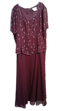 Fiesta 4XL Short-sleeve Burgundy Sequin/beaded Long Dress Mother Of Bride Groom