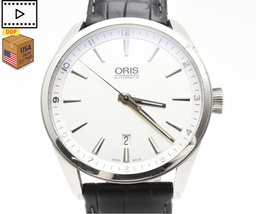 [Exc+5] Oris Artix 7642 Date Silver Dial 42mm Black Automatic Men's Watch JAPAN