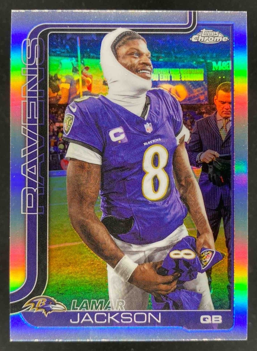 LAMAR JACKSON 2025 TOPPS CHROME IMAGE VARIATION REFRACTOR SP #24 RAVENS