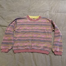 Vtg 90s Body Ragz Geometric Graphic Shirt Size L 16-18 Saved By The Bell Style