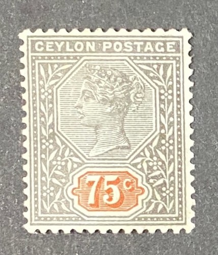 CEYLON QV 1900 Sc 141 : 75c black and orange brown, F/VF MH