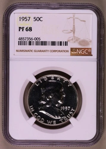 1957-P Franklin Half Dollar NGC PF68 ***RARE ORIGINAL PROOF COIN***