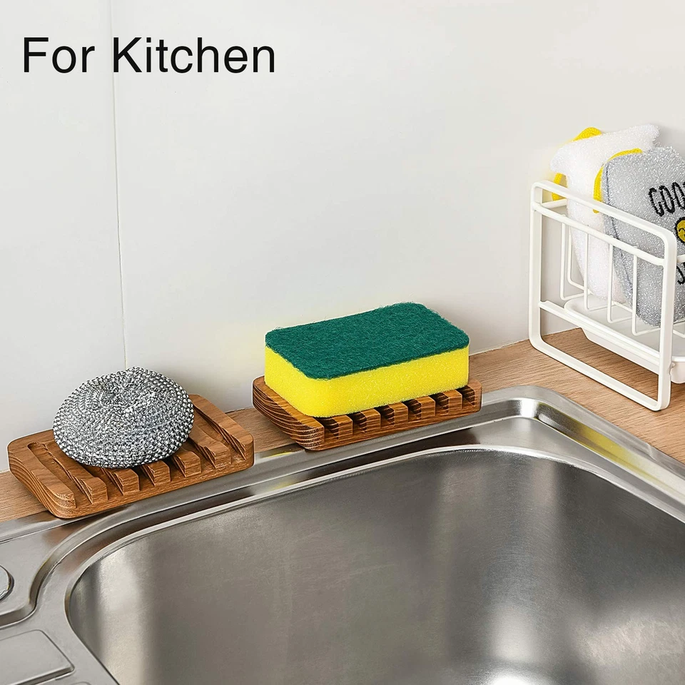 SUBEKYU Jaboneros de Madera para Baño/Ducha, Soporte Jabonero de Bar con Auto Foto 4 de 4