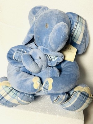 Tolo Plush Elephant & Baby Blue 2 Piece 11   NWT Washable High Quality Gift