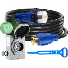 30 to 50Amp Generator Cord and Power Inlet Box, L14-30P to SS2-50R Locking