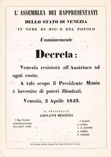 35-15C) CARTOLINA ASSEMBLEA STATO VENEZIA RESITE AUSTRIACO MANIN MINOTTO 1849