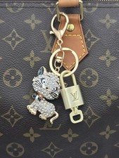 Louis Vuitton Authentic Gold Padlock   Key  Stylish Unbranded Cat Bag Charm
