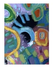 Aceo Painting Abstract Original Art Card by Kenna 2.5” X 3.5” Signed
