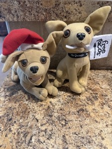 Taco Bell Chihuahua Plush Toys Lot 'Free Tacos' & Santa Hat Advertising