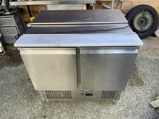 Atosa refrigerated prep counter pizza/salad prep fridge with GN pans on top