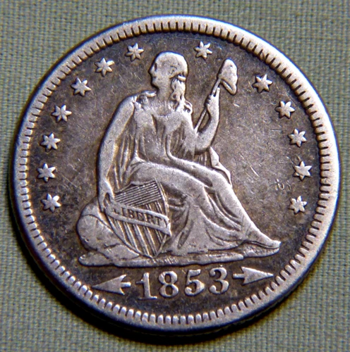 1853 United States Seated Liberty Silver Quarter EF - Lot 1300