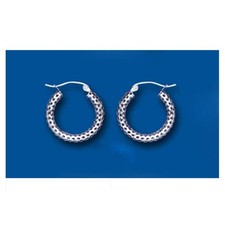 White Gold Hoop Earrings White Gold Creole Earrings Textured Hoops