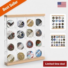 Acrylic Coin Holder Display Case 16 24 Grids Clear Challenge Coin Storage Box