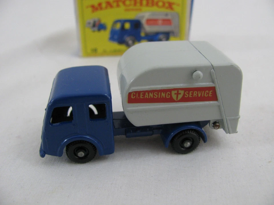 Vintage Lesney Matchbox Blue Dennis Refuse Garbage Truck w/ Box #15 New! - Image 2 of 4