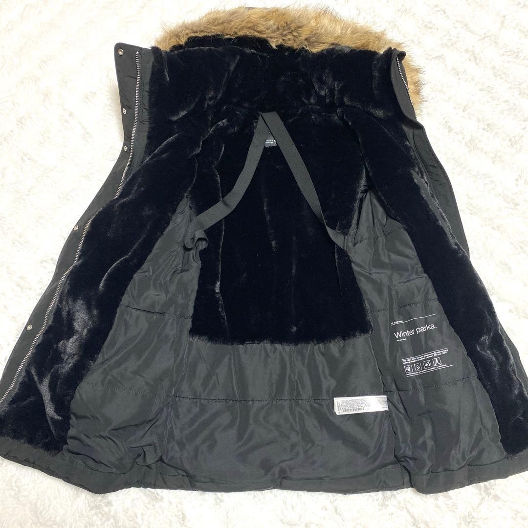ZARA Faux Fur Hooded Winter Parka Black XS (US S) 76cm Excellent thumbnail 3