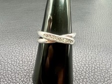 9ct White Gold 0.10ct Diamond Crossover Eternity Ring Size M1/2 (199/93)