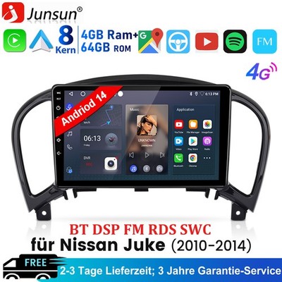 DAB+ Für Nissan Juke J15 2010-2018 CarPlay Android 14 Autoradio GPS 4G FM 4+64GB
