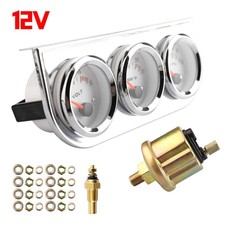3in1 52mm 2 Chrome Car Triple Gauge Set Kit Water Temp Oil Pressure Volt Meter 3in1 52mm 2 Chrome Car Triple Gauge Set Kit Water Temp Oil Pressure Volt Meter