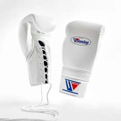 Winning Boxing Gloves White 14oz 16oz | Lace-Up Training & Sparring Gloves