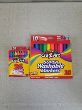 Cra-Z-Art Super Washable Markers 10ct And Crayons 24ct School Quality Supplies
