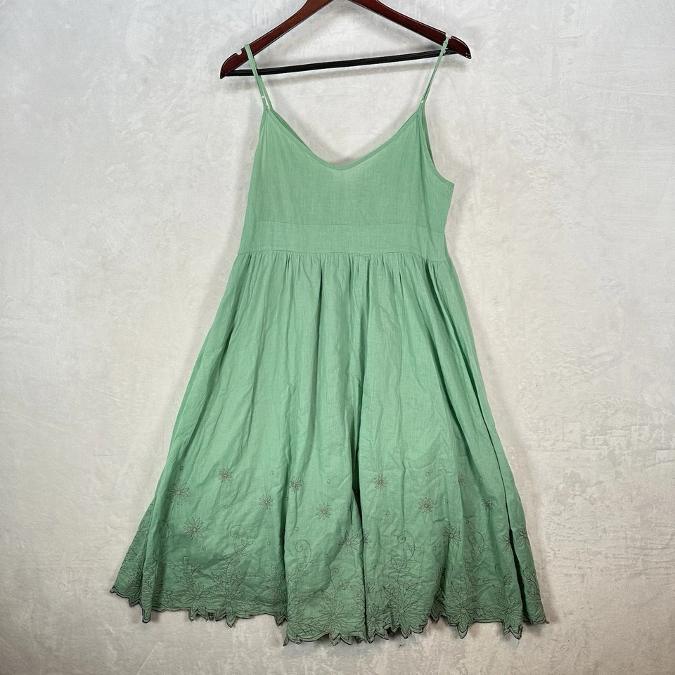 Vestido de lapislázuli vintage para mujer M verde bordado casa de campo sin cordones Western Boho Foto 3 de 4