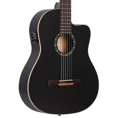 Ortega RCE125SN Performer Series Thinline A/E Classical, Spruce Top, Satin Black