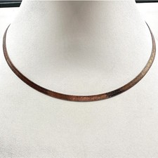 Vintage Y2K Copper Tone Herringbone Chain Necklace Choker Women's Jewelry Boho